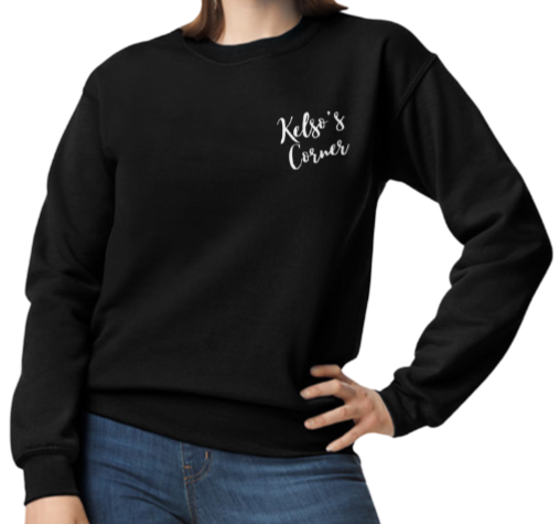 Kelso's Corner Crewneck- front + back Iowa logo