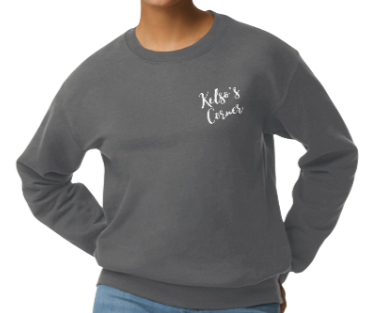 Kelso's Corner Crewneck- front + back Iowa logo